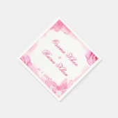 Roze Rose Bloemen Waterverf vlinder bruiloft Servet (Hoek)