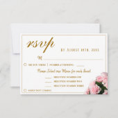 Roze Rose Bloemen Wedding Menu Keuze RSVP Kaart (Voorkant)