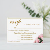 Roze Rose Bloemen Wedding Menu Keuze RSVP Kaart (Staand voorkant)