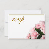 Roze Rose Bloemen Wedding Menu Keuze RSVP Kaart (Achterkant)