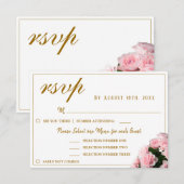 Roze Rose Bloemen Wedding Menu Keuze RSVP Kaart (Voorkant / Achterkant)
