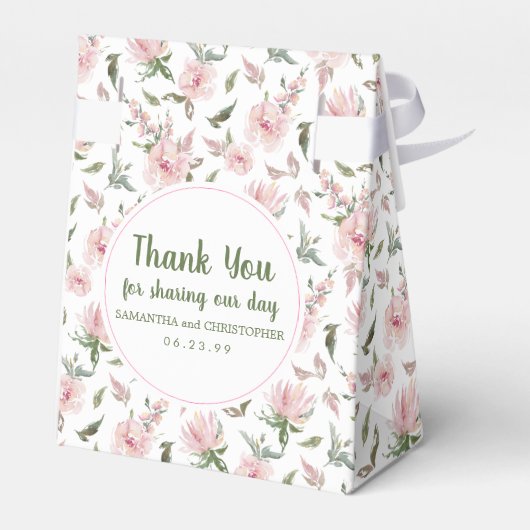 Roze Rose Bloemen Witte Boog Gepersonaliseerde Bru Bedankdoosjes (Achterkant)