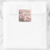 Roze Rose Bloemenboeket Saint Therese Vierkante Sticker (Tas)
