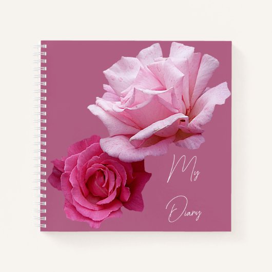  roze rose bloemeneenvoudig modern stijlvol plezie notitieboek (Voorkant)