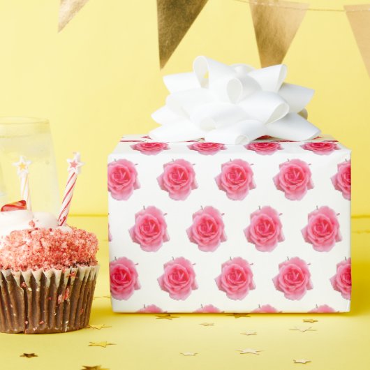 Roze rose bloemensimpel cadeaupapier (Verjaardagsfeest)