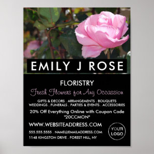 Roze Rose, Bloemist, Bloemist Adverteren Poster