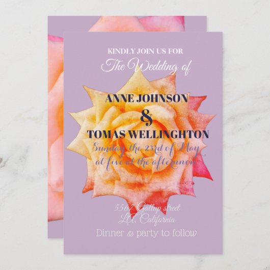 Roze Rose Bloesem Bruiloft Uitnodiging (Voorkant / Achterkant)