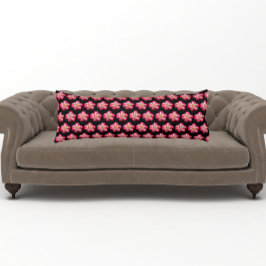 Roze Rose Bloom op Black Floral Pattern Lichaamskussen