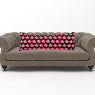 Roze Rose Bloom op Black Floral Pattern Lichaamskussen