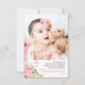 Roze Rose Blooms Baptism Foto bedankt (Voorkant)