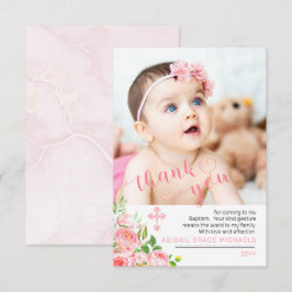 Roze Rose Blooms Baptism Foto bedankt
