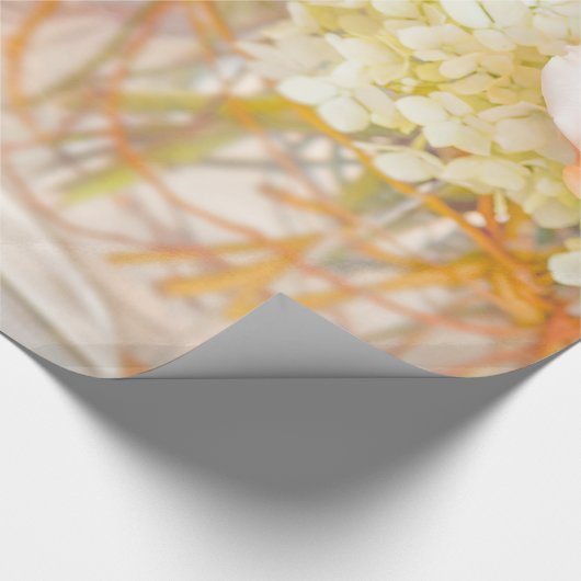 Roze Rose Blue Hydrangea Vase Bouquet Rozen Bloem Cadeaupapier (Hoek)