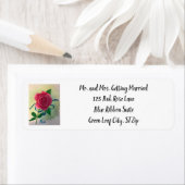 Roze Rose Blue Ribbon Waterverf Adresetiketten Etiket (Insitu)