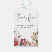 Roze Rose Blush Bloemen Dank u Cadeau Labels Cadeaulabel (Achterkant)