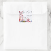 Roze Rose Blush Bloemen Vierkant Bruiloft Sticker (Tas)