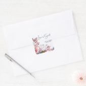 Roze Rose Blush Bloemen Vierkant Bruiloft Sticker (Envelop)