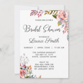 Roze Rose Blush Floral Bridal Shower Kaart (Voorkant)