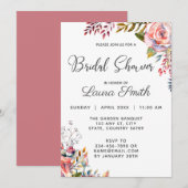 Roze Rose Blush Floral Bridal Shower Kaart (Voorkant / Achterkant)