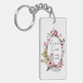 Roze Rose Blush Floral Lijst Wedding Sleutelhanger (Voorkant Links)