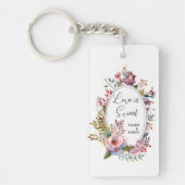 Roze Rose Blush Floral Lijst Wedding Sleutelhanger (Voorkant)