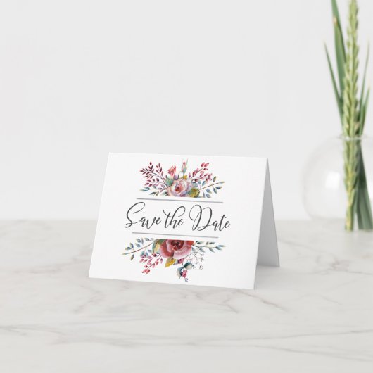 Roze Rose Blush Floral Save the Date Folded Kaart (Voorkant)