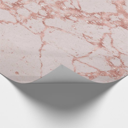 Roze Rose Blush Glitter Marble Glossy Cadeaupapier (Hoek)
