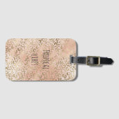 Roze Rose Blush Gold Leopard Animal Print Bagagelabel (Voorkant (horizontaal))