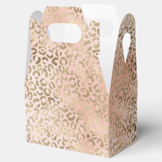 Roze Rose Blush Gold Leopard Animal Print Bedankdoosjes (Geopend)