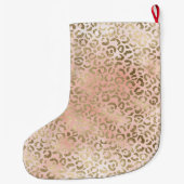 Roze Rose Blush Gold Leopard Animal Print Name Grote Kerstsok (Achterkant)