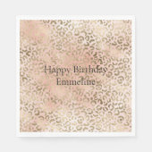 Roze Rose Blush Gold Leopard Animal Print Servet (Voorkant)