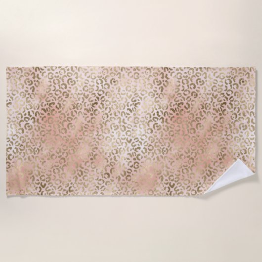 Roze Rose Blush Gold Leopard Animal Print       Strandlaken (Voorkant)