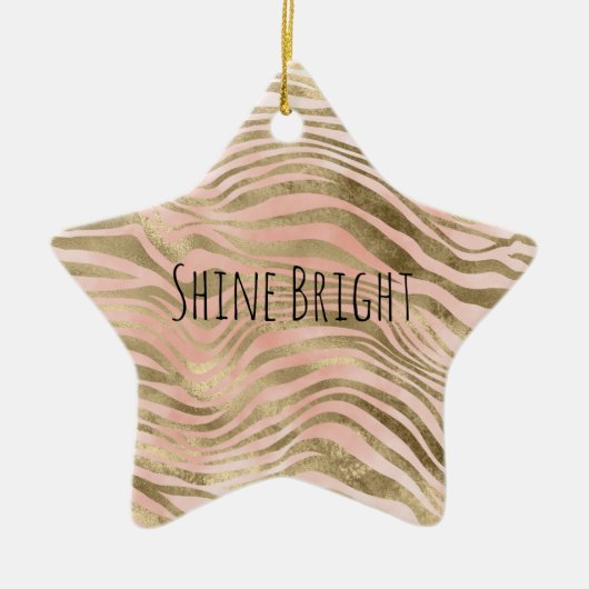 Roze Rose Blush Gold Leopard Zebra Animal Print Keramisch Ornament (Voorkant)