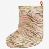 Roze Rose Blush Gold Zebra Animal Print Naam    Grote Kerstsok (Achterkant)