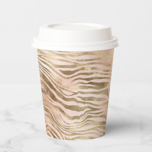 Roze Rose Blush Gold Zebra Animal Print Papieren Bekers (Links)