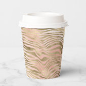 Roze Rose Blush Gold Zebra Animal Print Papieren Bekers (Achterkant)