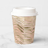 Roze Rose Blush Gold Zebra Animal Print Papieren Bekers (Rechts)