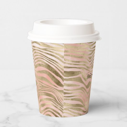 Roze Rose Blush Gold Zebra Animal Print Papieren Bekers (Rechts)
