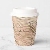 Roze Rose Blush Gold Zebra Animal Print Papieren Bekers (Voorkant)