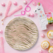 Roze Rose Blush Gold Zebra Animal Print    Papieren Bordje (Feest)
