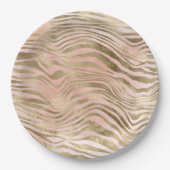 Roze Rose Blush Gold Zebra Animal Print    Papieren Bordje (Voorkant)