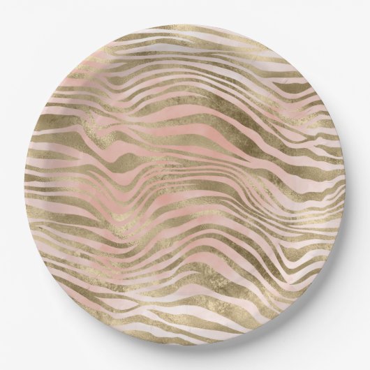 Roze Rose Blush Gold Zebra Animal Print    Papieren Bordje (Voorkant)