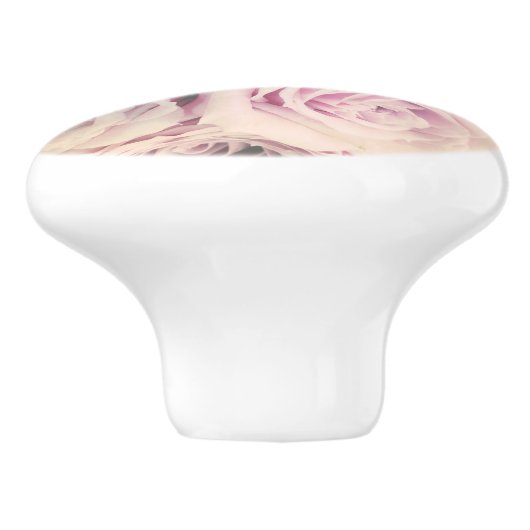 Roze Rose Blush Keramische Pull Knop (Zijkant)