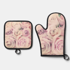 Roze Rose Blush Oven Mitt en Pot Holder Set