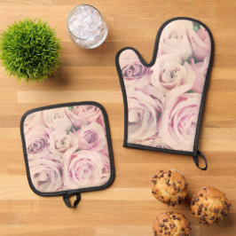 Roze Rose Blush Oven Mitt en Pot Holder Set