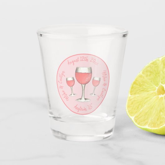 Roze Rosé Blush Wijn Glas Trouw Bruidscadeau (Voorkant)