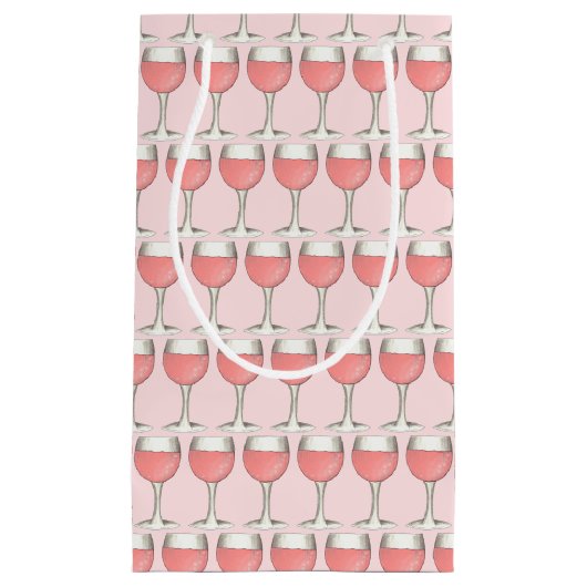 Roze Rosé Blush Wijn Glas Wijngaard Bruidscadeau Klein Cadeauzakje (Voorkant)