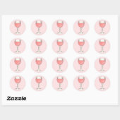 Roze Rosé Blush Wijn Glas Wijngaard Bruidscadeau Ronde Sticker (Vel)