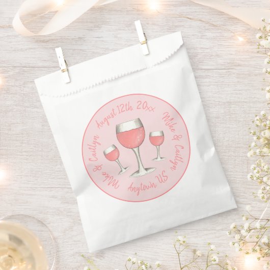 Roze Rosé Blush Wijnglas Bruiloft Vrijgezellenfees Bedankzakje (Geknipt)