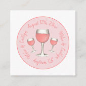 Roze Rosé Blush Wijnglas Bruiloft Vrijgezellenfees Informatiekaartje (Voorkant)