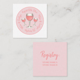 Roze Rosé Blush Wijnglas Bruiloft Vrijgezellenfees Informatiekaartje